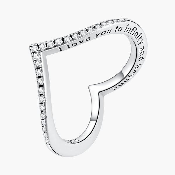 Silver Wishbone Affinity Ring in 925 Sterling Silver by Sylvory