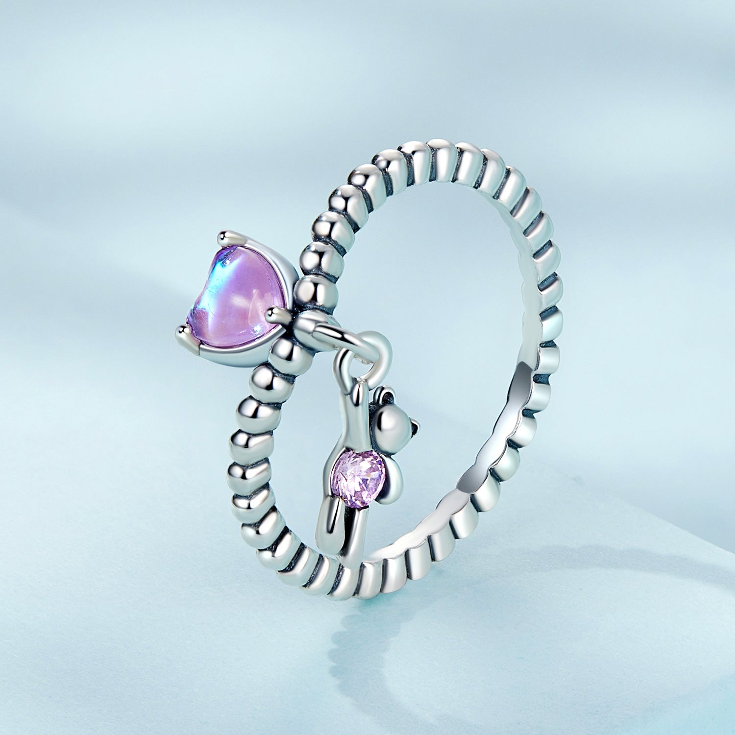 Silver Twirl Teddy Ring