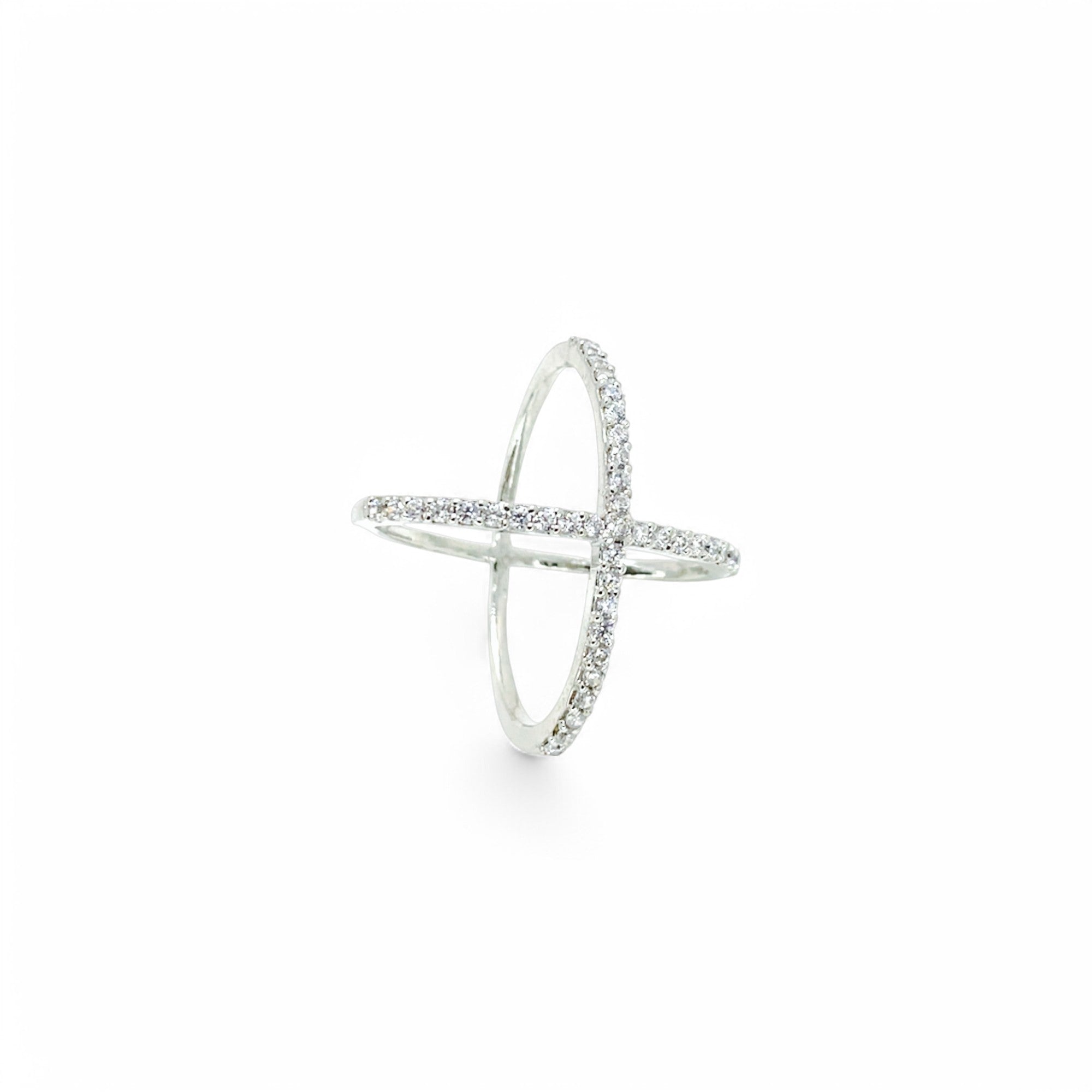 Sylvory 925 Sterling Silver Silver Criss-Cross Pave Ring