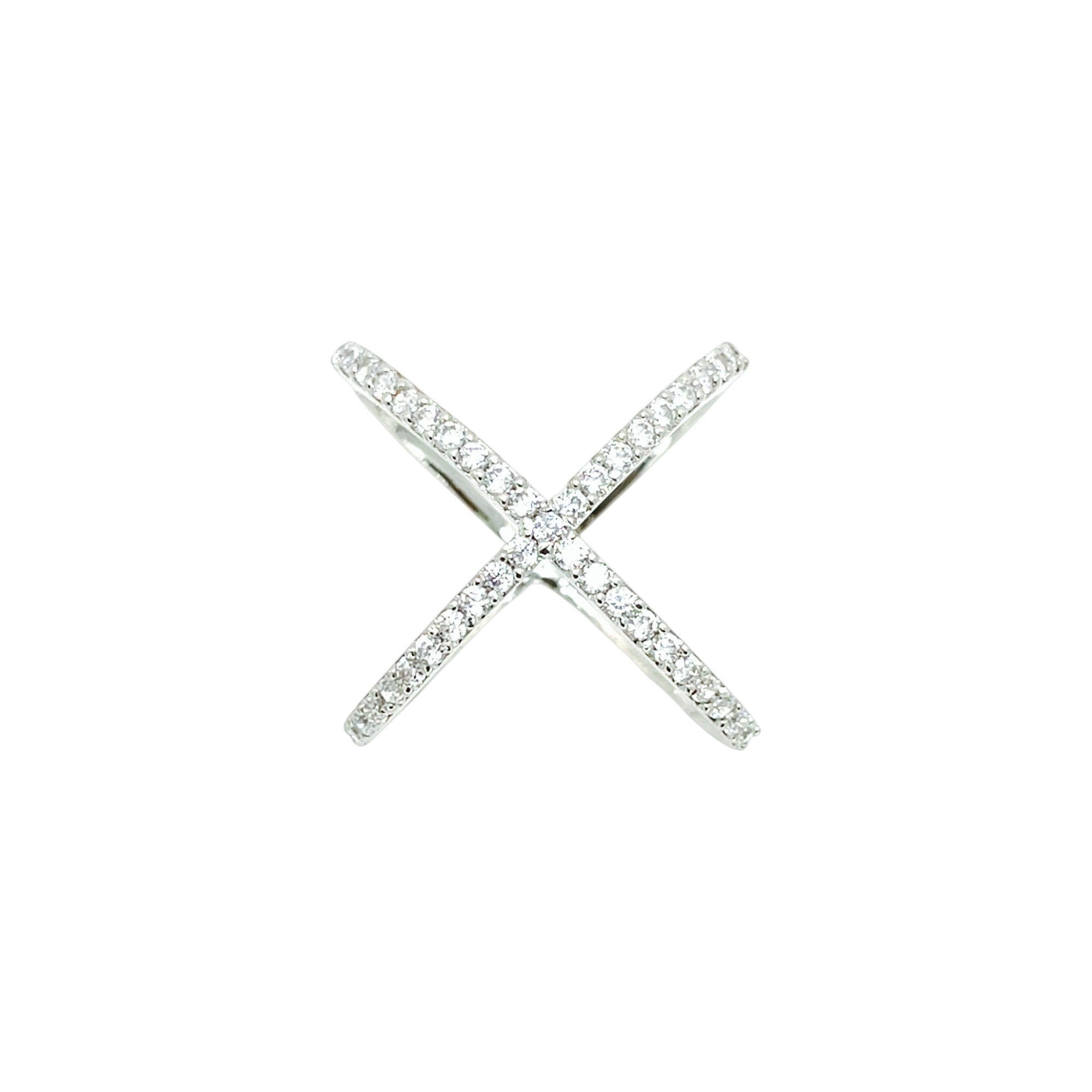 Sylvory 925 Sterling Silver Silver Criss-Cross Pave Ring