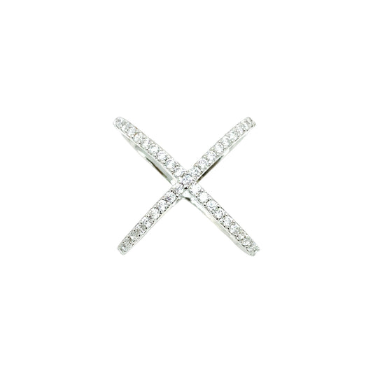 Sylvory 925 Sterling Silver Silver Criss-Cross Pave Ring