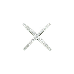 Sylvory 925 Sterling Silver Silver Criss-Cross Pave Ring