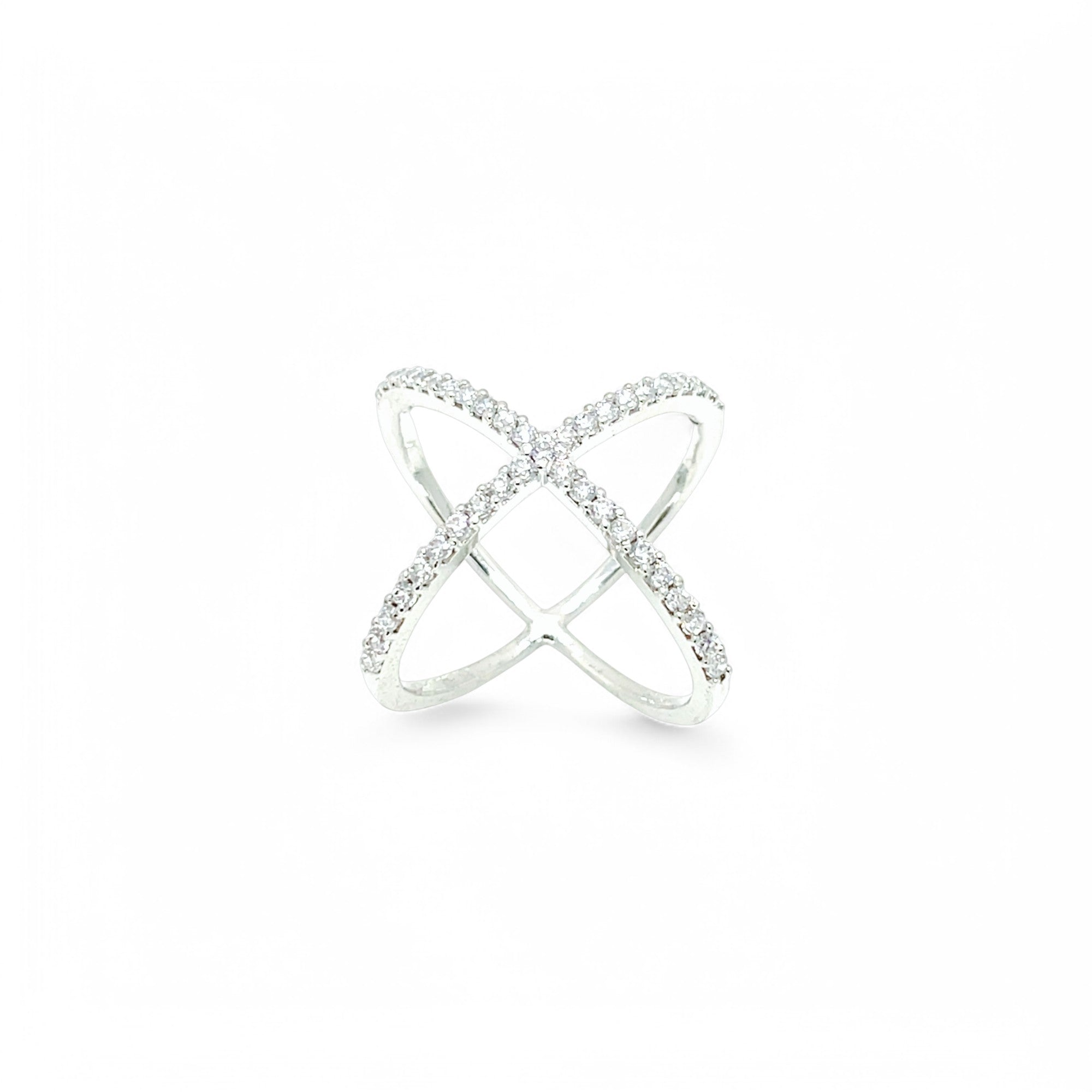 Sylvory 925 Sterling Silver Silver Criss-Cross Pave Ring