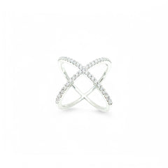 Sylvory 925 Sterling Silver Silver Criss-Cross Pave Ring