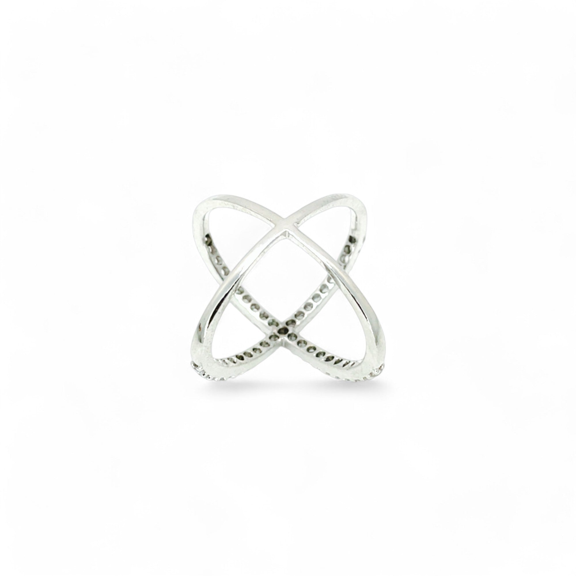 Sylvory 925 Sterling Silver Silver Criss-Cross Pave Ring