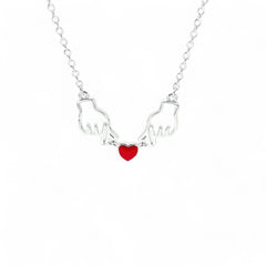 Sylvory 925 Sterling Silver Korean Heart Gesture Necklace