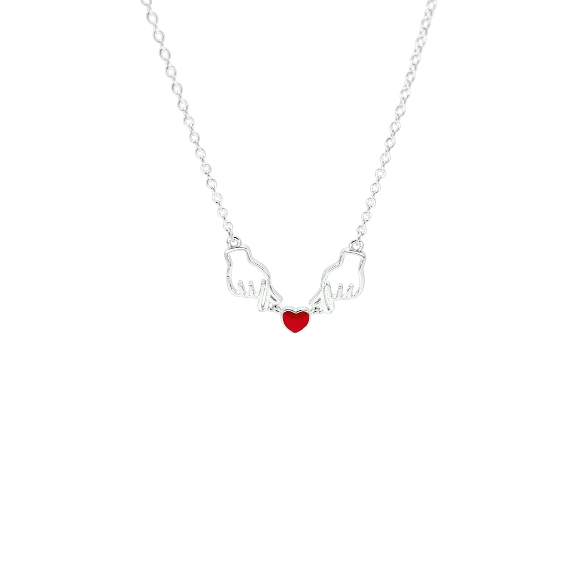 Sylvory 925 Sterling Silver Korean Heart Gesture Necklace