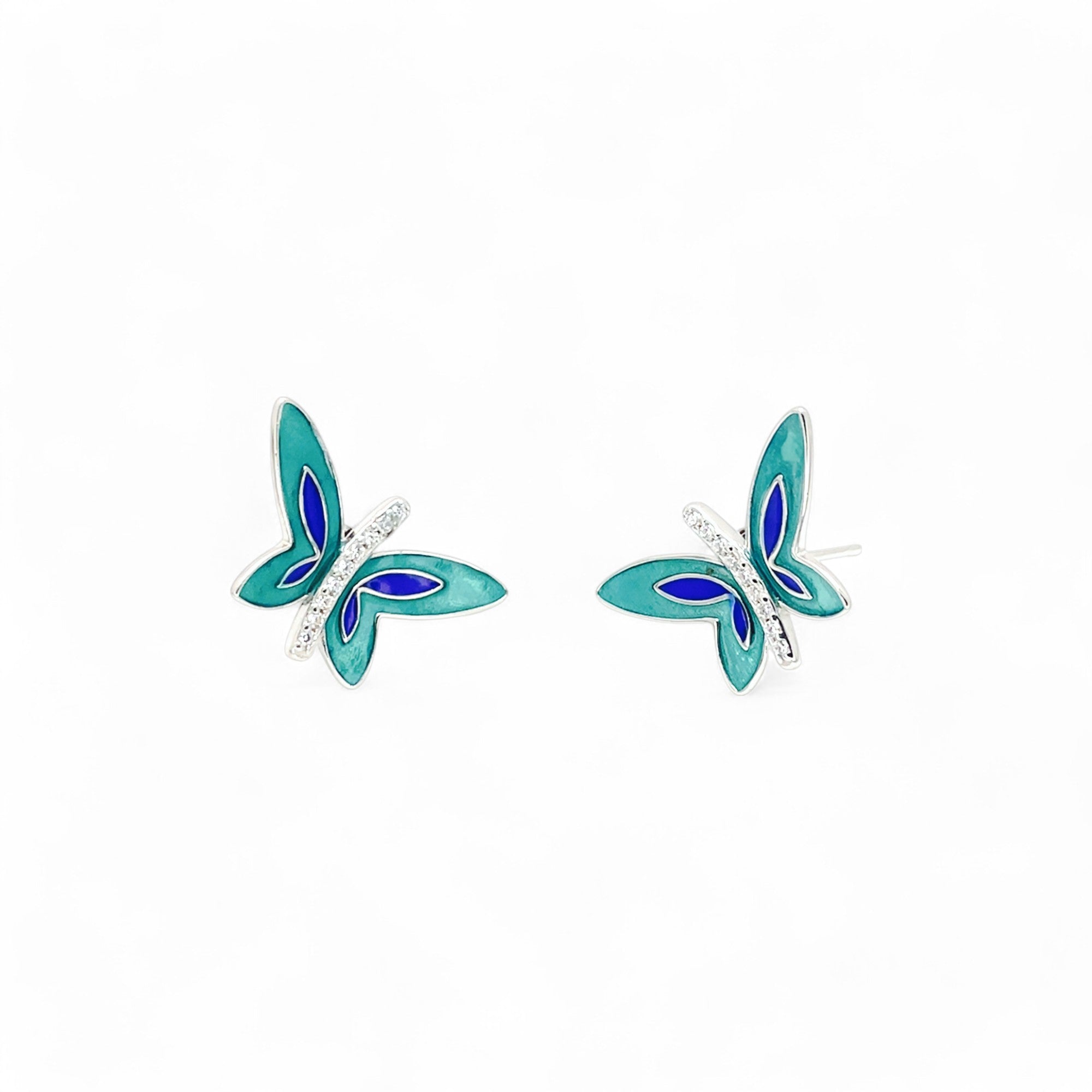 Sylvory 925 Sterling Silver Colourful Butterfly Studs