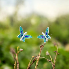 Sylvory 925 Sterling Silver Colourful Butterfly Studs