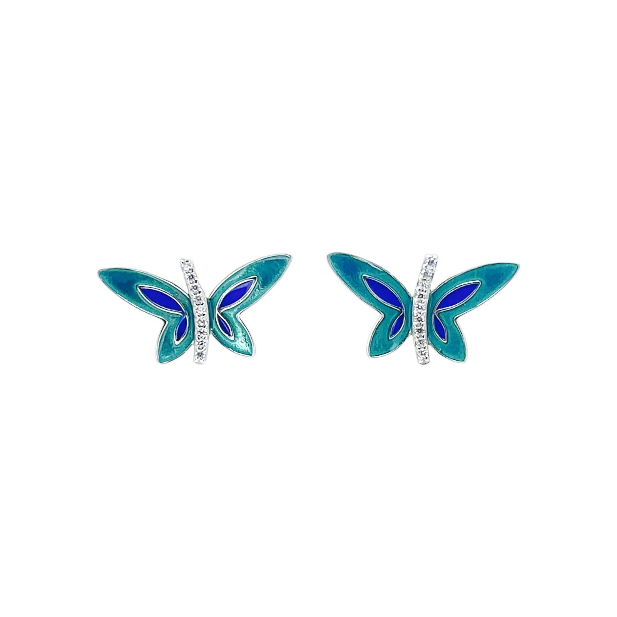 Sylvory 925 Sterling Silver Colourful Butterfly Studs