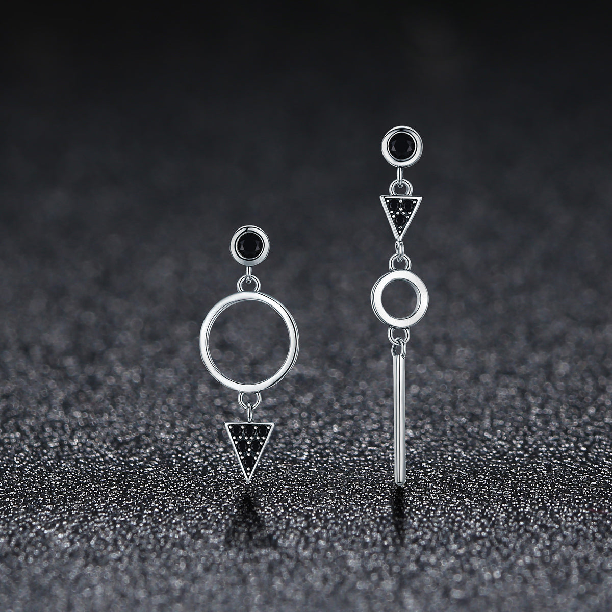 Sylvory 925 Sterling Silver Midnight Geometry Earring