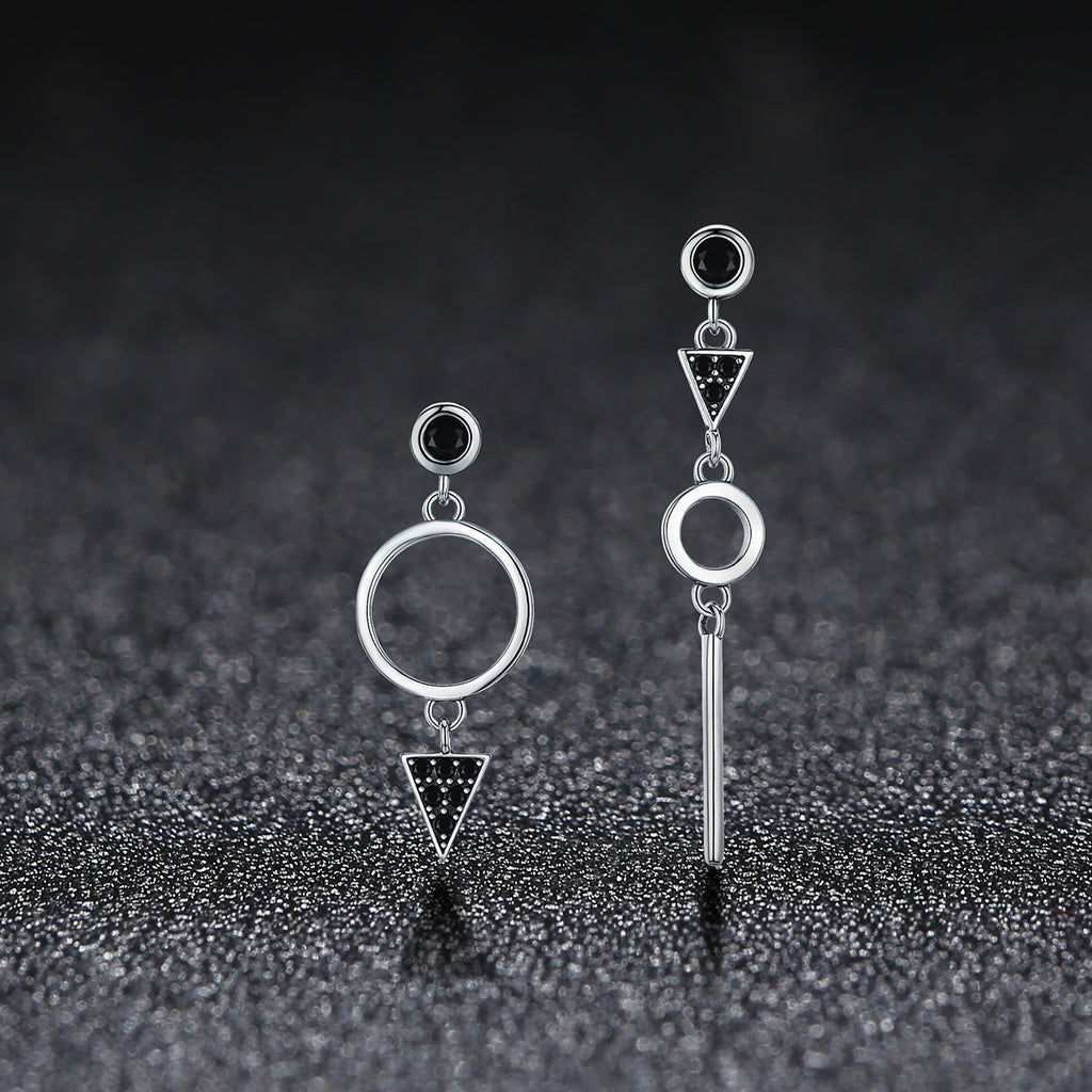 Sylvory 925 Sterling Silver Midnight Geometry Earring