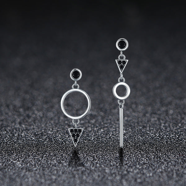Sylvory 925 Sterling Silver Midnight Geometry Earring
