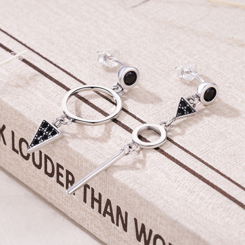 Sylvory 925 Sterling Silver Midnight Geometry Earring