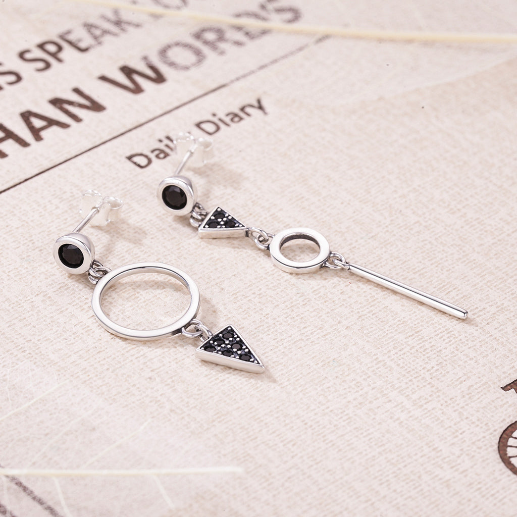 Sylvory 925 Sterling Silver Midnight Geometry Earring
