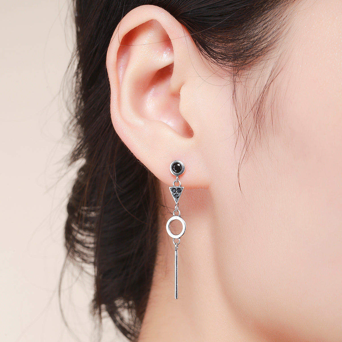 Silver Midnight Geometry Earring Secondary image