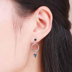 Sylvory 925 Sterling Silver Midnight Geometry Earring