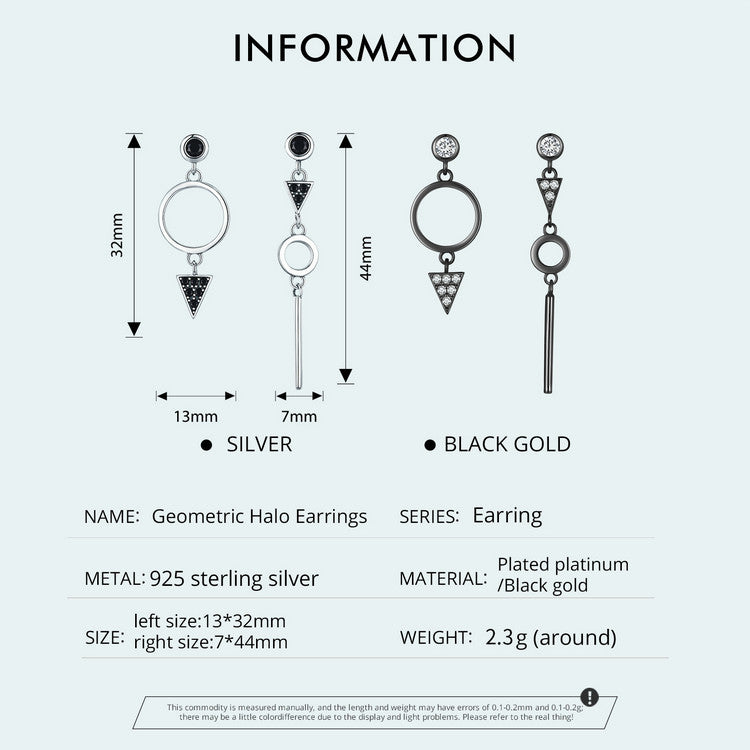 Sylvory 925 Sterling Silver Midnight Geometry Earring