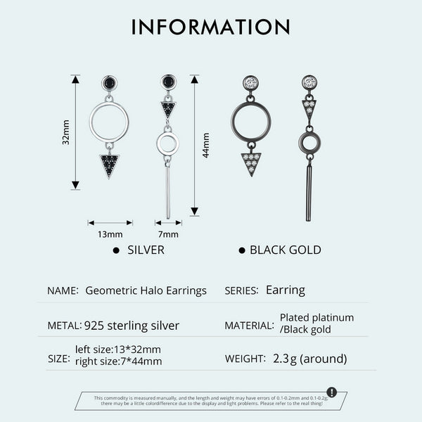 Sylvory 925 Sterling Silver Midnight Geometry Earring