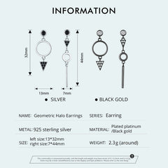 Sylvory 925 Sterling Silver Midnight Geometry Earring