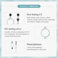 Sylvory 925 Sterling Silver Midnight Geometry Earring