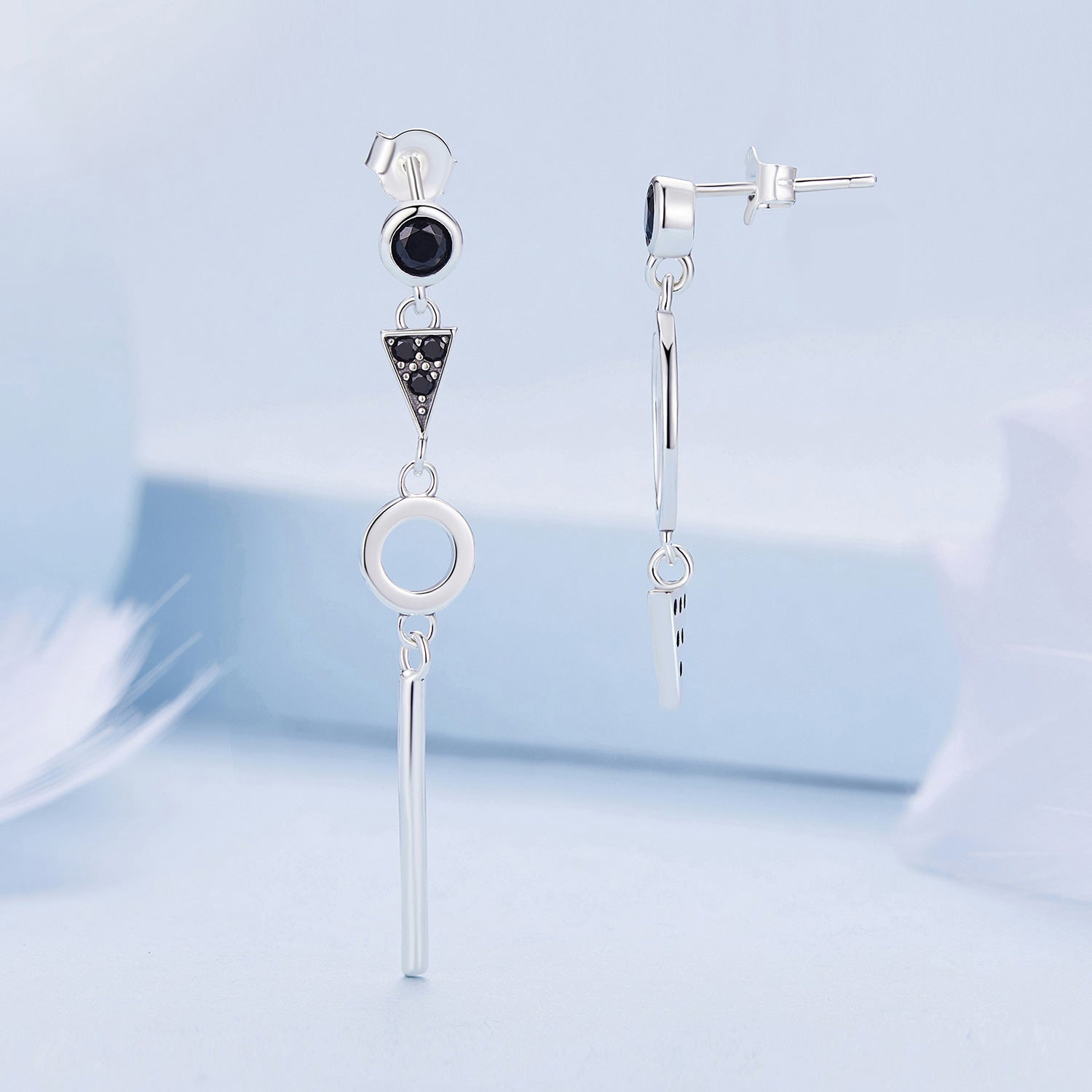 Sylvory 925 Sterling Silver Midnight Geometry Earring