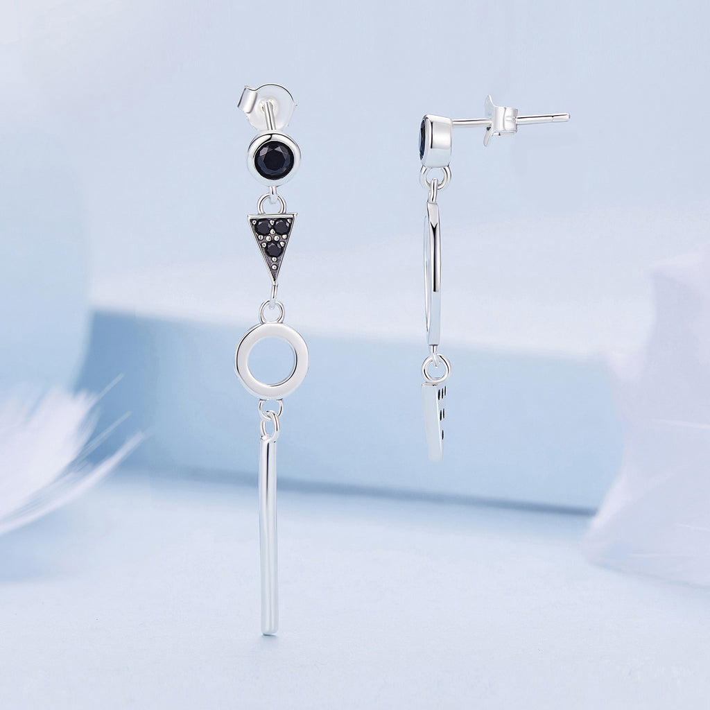 Sylvory 925 Sterling Silver Midnight Geometry Earring