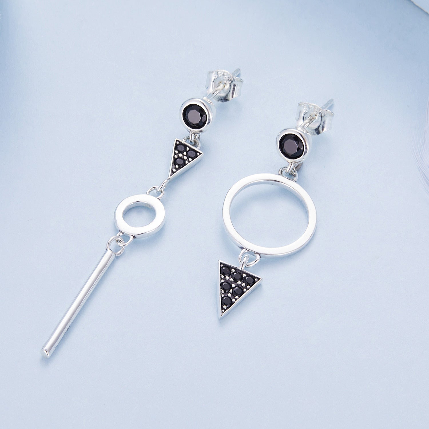 Sylvory 925 Sterling Silver Midnight Geometry Earring