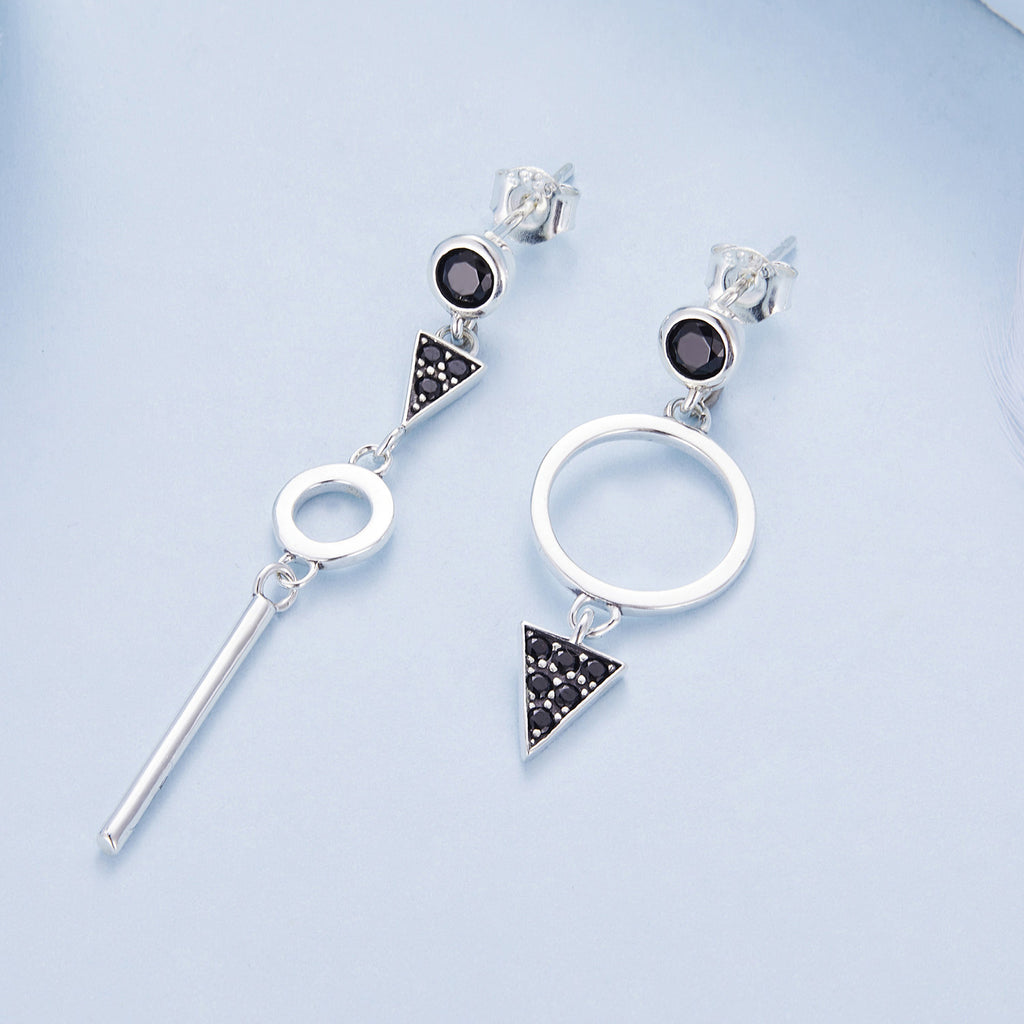 Sylvory 925 Sterling Silver Midnight Geometry Earring