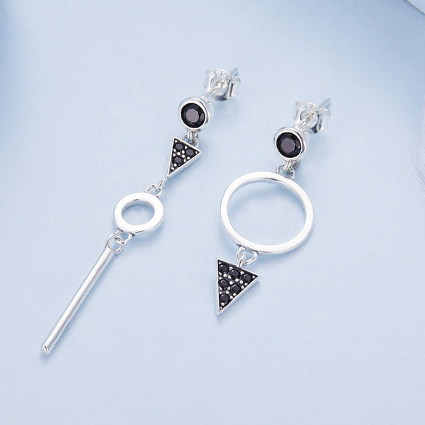 Sylvory 925 Sterling Silver Midnight Geometry Earring