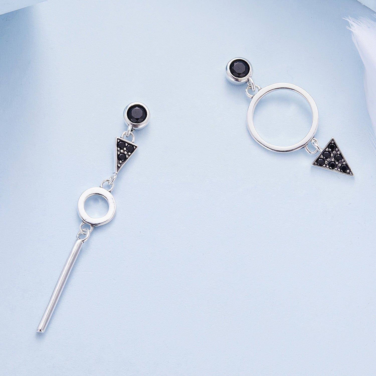 Sylvory 925 Sterling Silver Midnight Geometry Earring