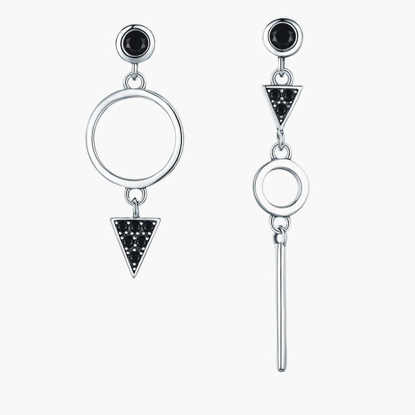 Silver Midnight Geometry Earring in 925 Sterling Silver by Sylvory