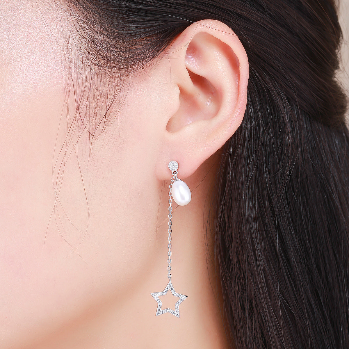 Silver Lustrous Drop Earring Secondary image