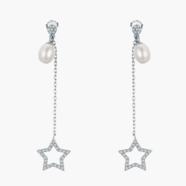 Silver Lustrous Drop Earring in 925 Sterling Silver by Sylvory