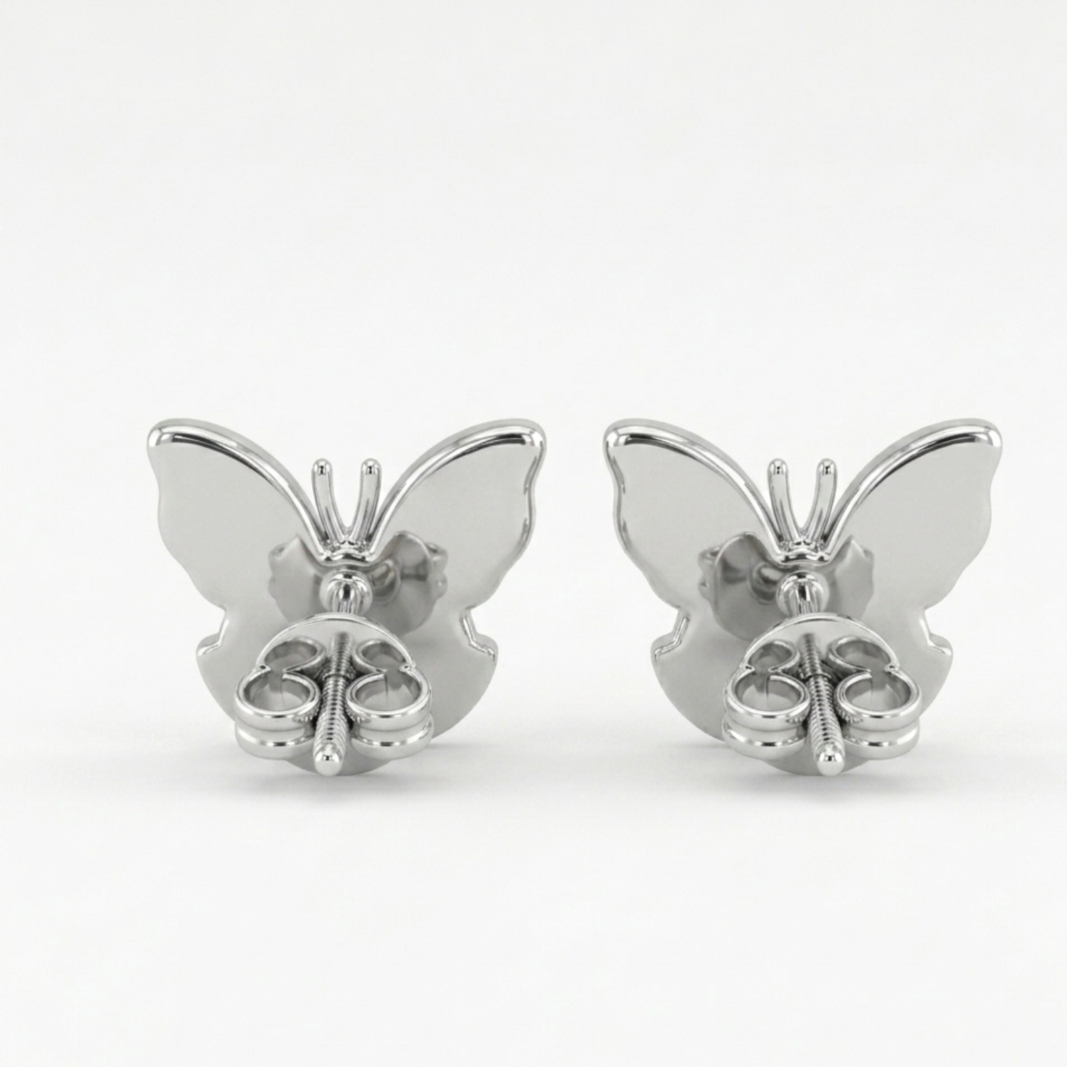 Silver Butterfly Shell Studs