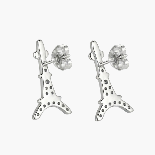 Silver Eiffel Elegance Stud Earrings