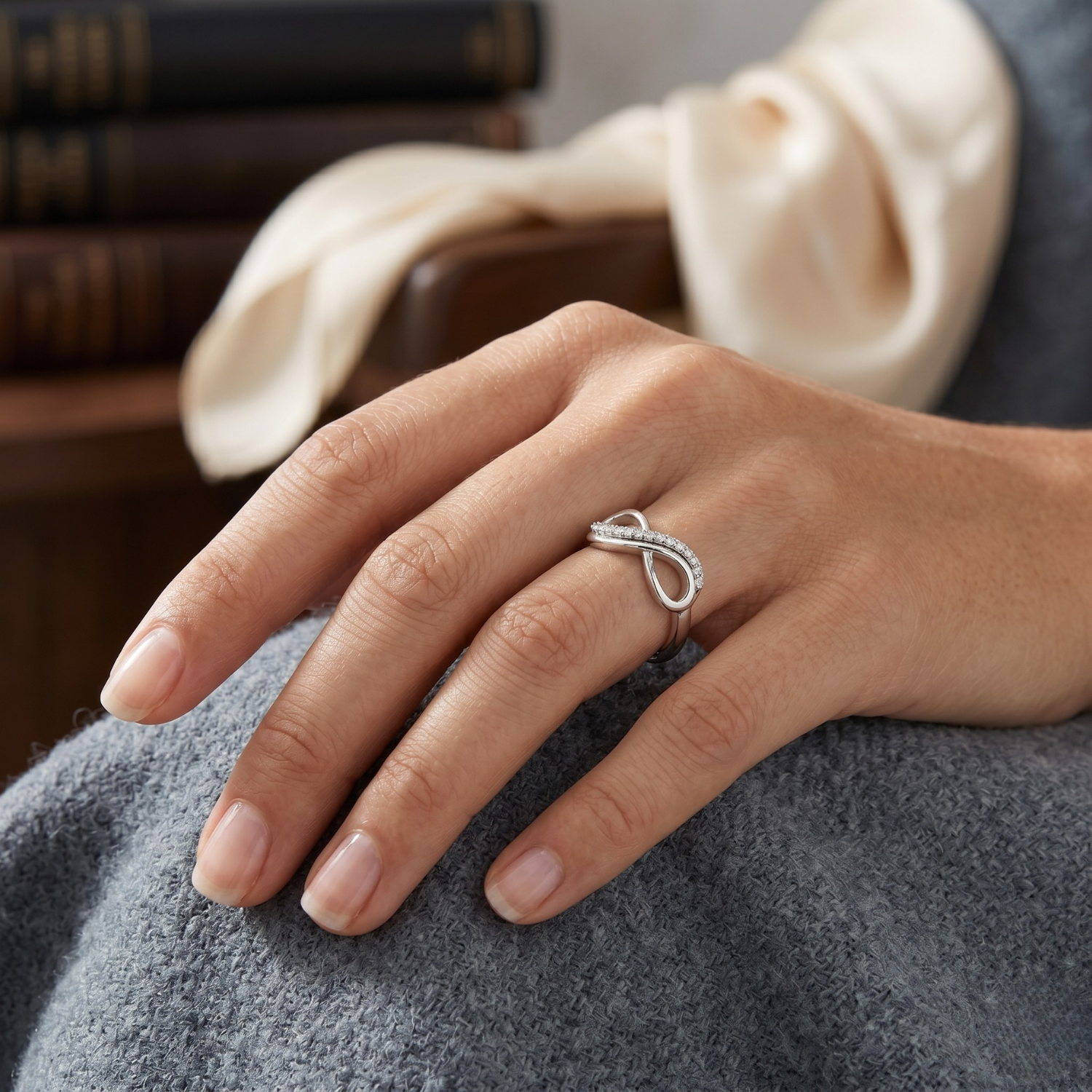 Silver Infinity Zircon Ring