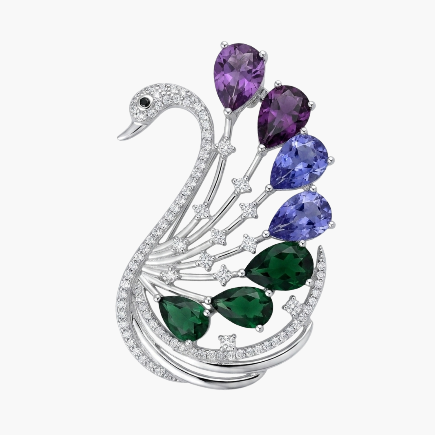 Silver Royal Peacock Brooch