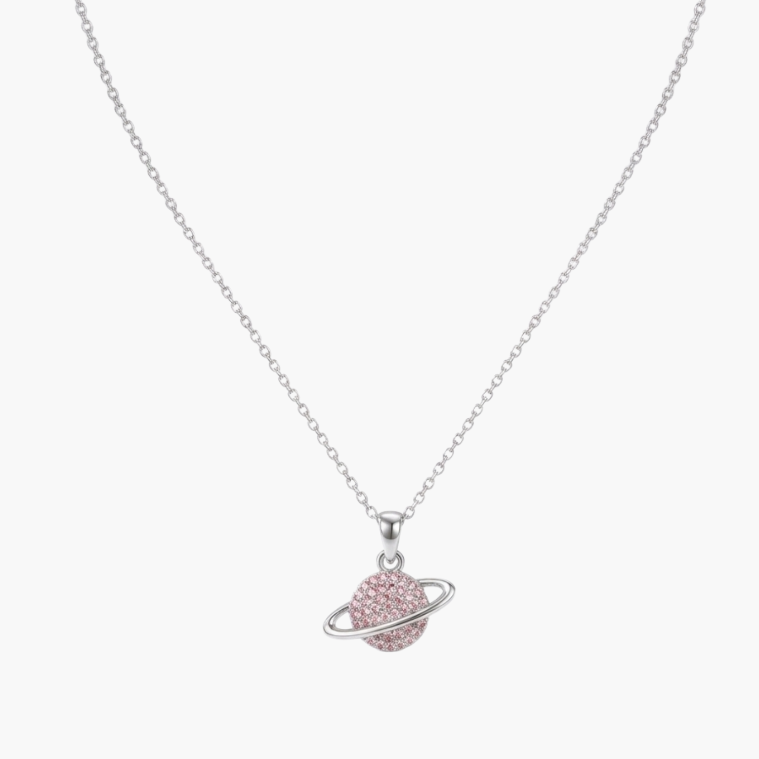 Silver Pink Planet Necklace Main image