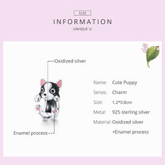 Sylvory 925 Sterling Silver Pawfect Companions Puppy Charm