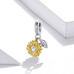 Sylvory 925 Sterling Silver Radiant Sunflower Charm