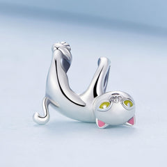 Sylvory 925 Sterling Silver Dangling Purrfection Cat Charm