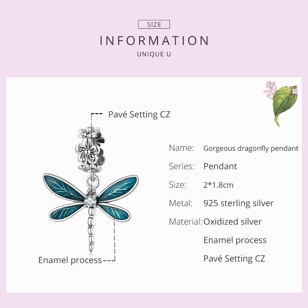 Sylvory 925 Sterling Silver Driftwood Dragonfly Charm