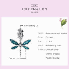 Sylvory 925 Sterling Silver Driftwood Dragonfly Charm