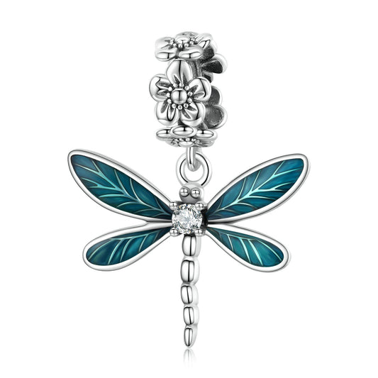 Sylvory 925 Sterling Silver Driftwood Dragonfly Charm