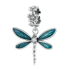 Sylvory 925 Sterling Silver Driftwood Dragonfly Charm