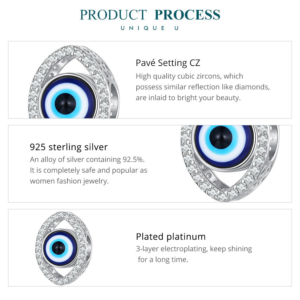 Sylvory 925 Sterling Silver Evil Eye Ward Charm