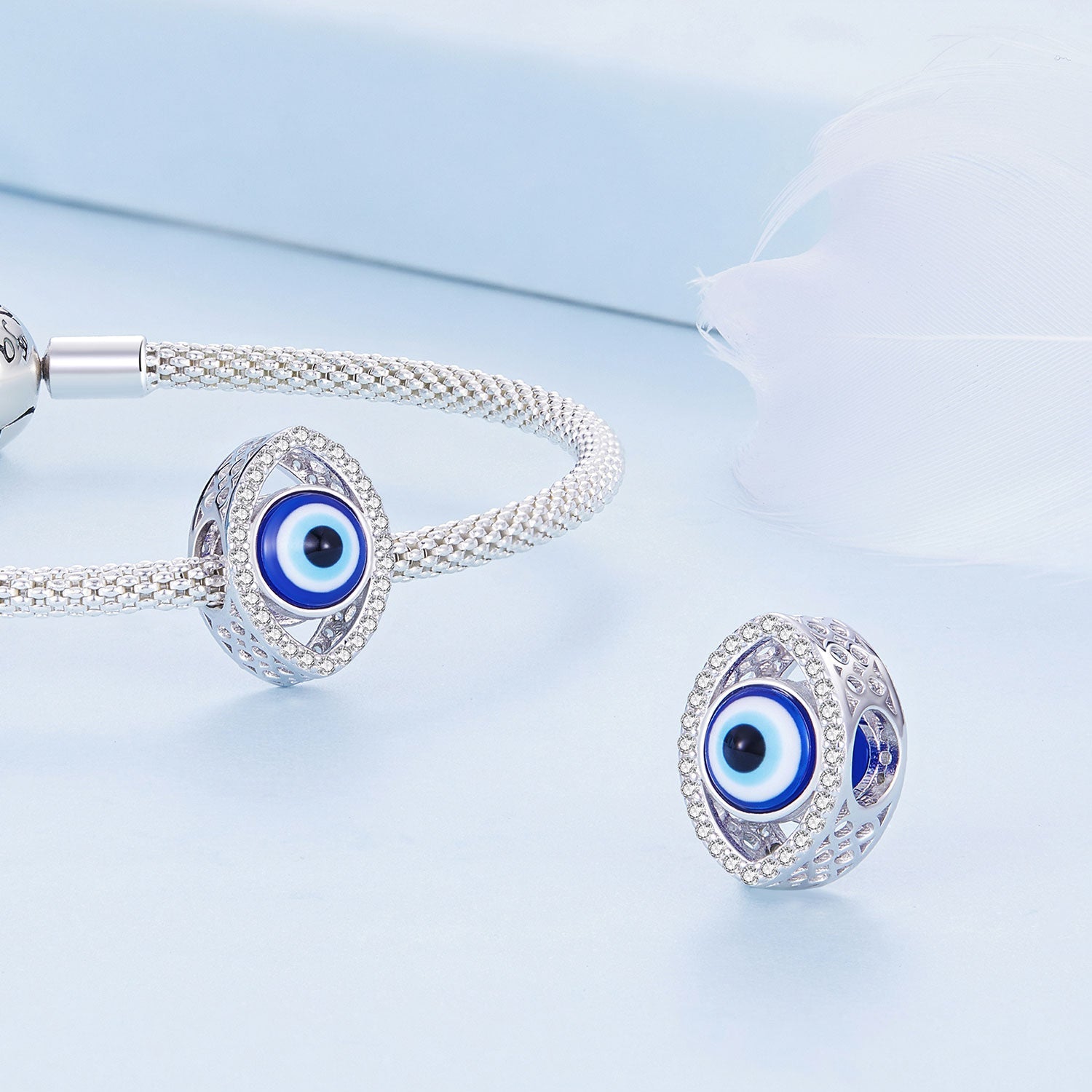 Sylvory 925 Sterling Silver Evil Eye Ward Charm