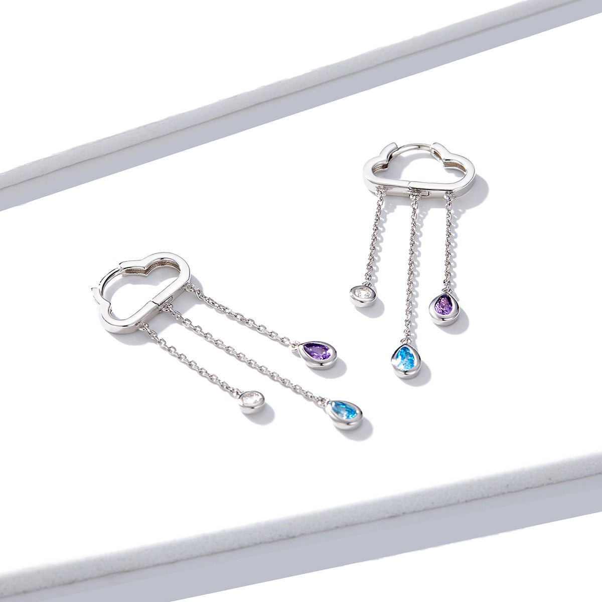 Sylvory 925 Sterling Silver Cloudy Shower Earrings