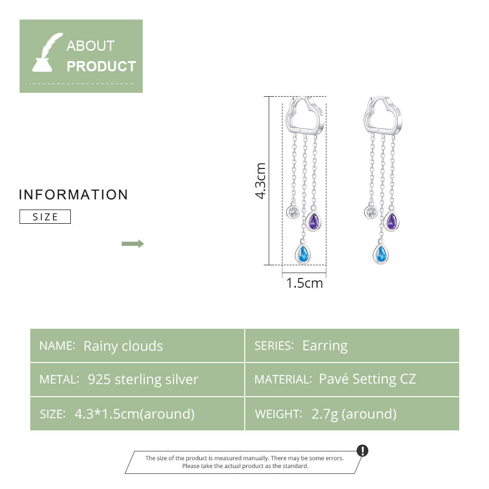 Sylvory 925 Sterling Silver Cloudy Shower Earrings